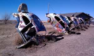 Bug Ranch inspired by the Cadillac Ranch.