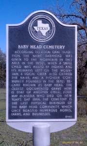 Baby Head Cemetery historic marker.
