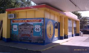 Restored filling station is art and history.