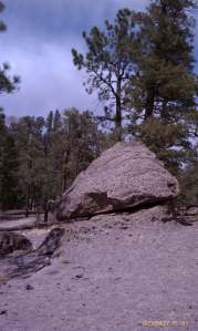 A pointed toadstool rock.