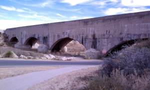 The flume still carries water from the Pecos River to area farmland.
