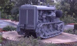 Once a quarry mining tool, now a shopping center museum piece.