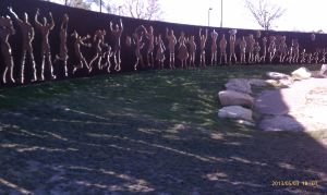 A long chain of people.