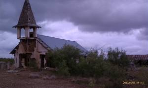 The church still stands in the ghost town of Hyman.