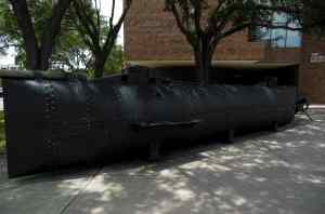 This is a replica of the H.L. Hunley submarine.