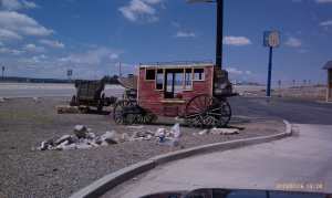 Early transportation along modern roadways.