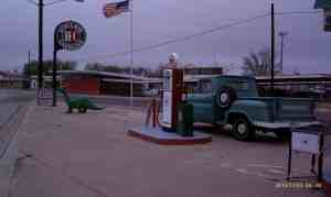 Just a small dinosaur at the far end of the station.