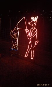 A reindeer catches a big fish.