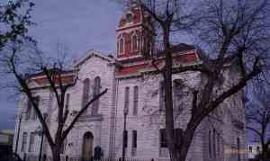 On the square, standing tall, in downtown Lampasas.