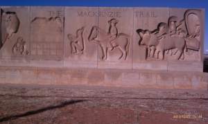 A monument marking history and the trail way.