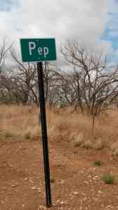 Road sign for the town of Pep.