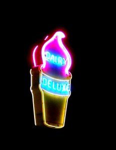 Ice cream in neon.