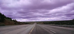 A purple sky in the afternoon.
