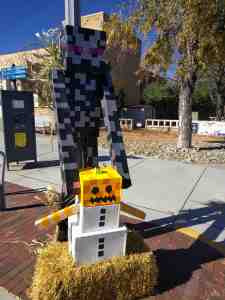 A really strange looking scarecrow.