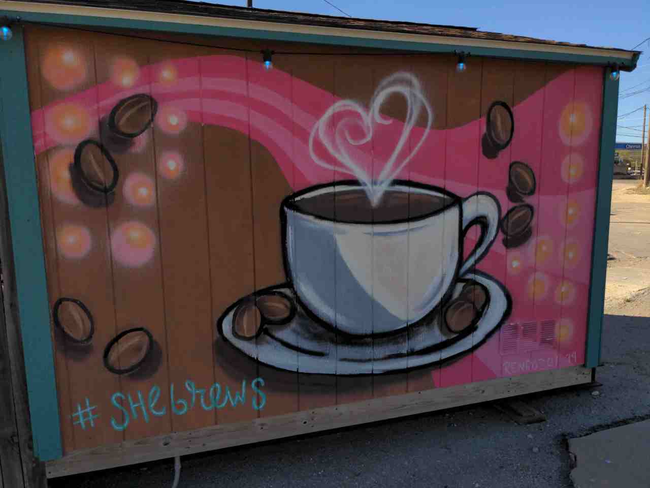 Mural of delicious cup of coffee.