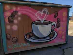 Mural of delicious cup of coffee.