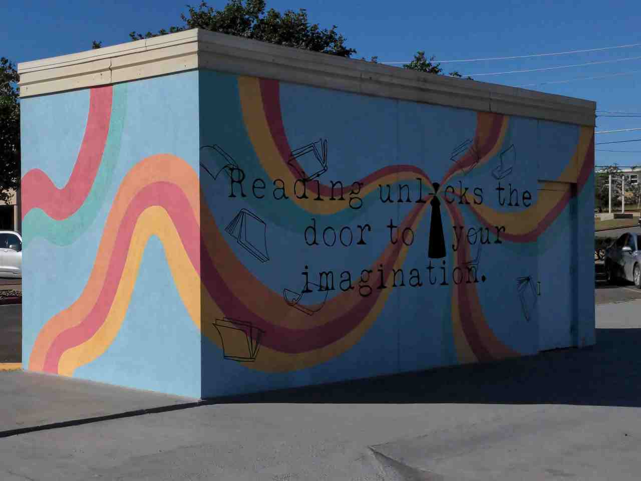 Mural depicts imagination unlocked from reading.