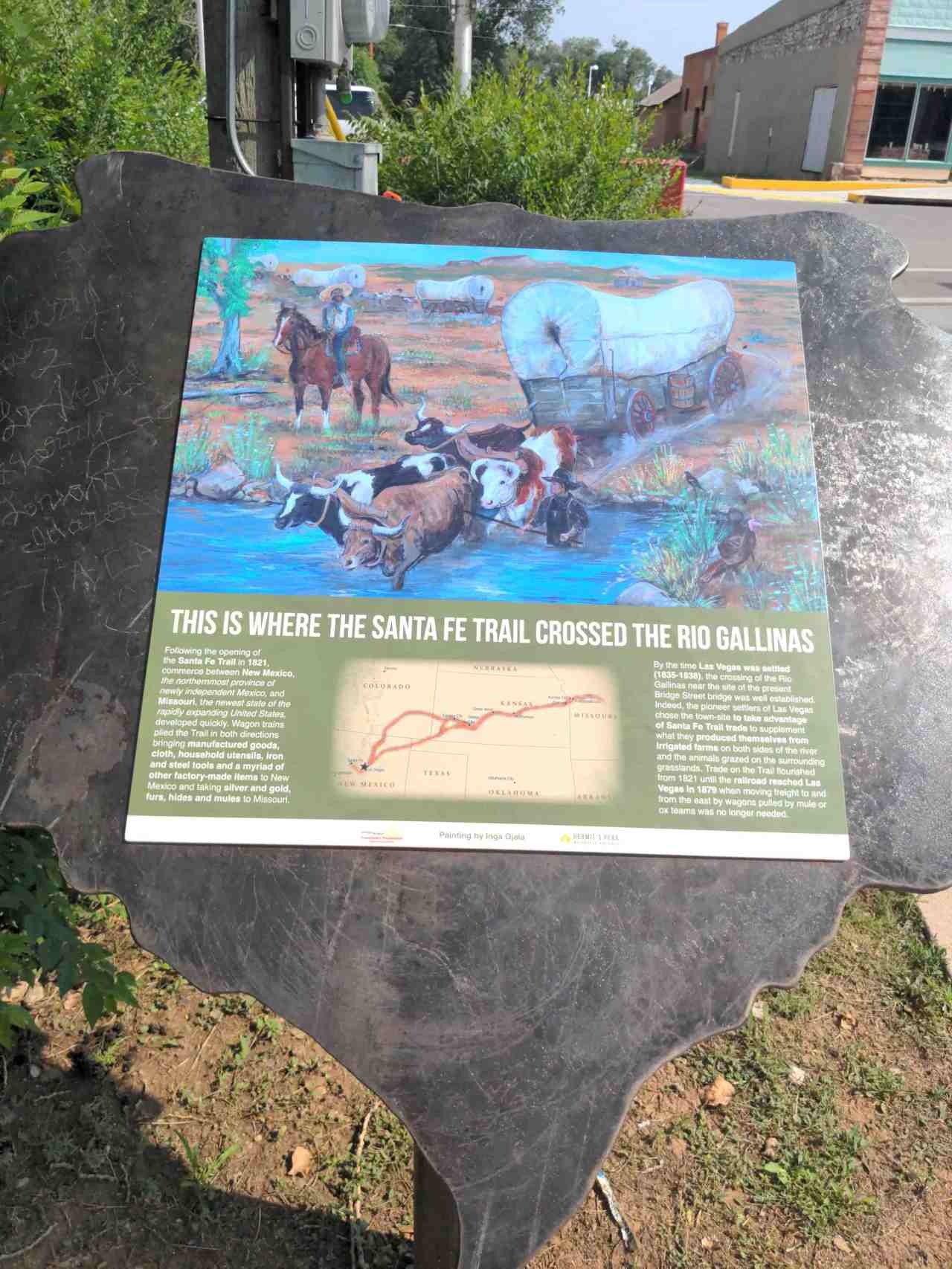 Historic marker about the Old Santa Fe Trail.